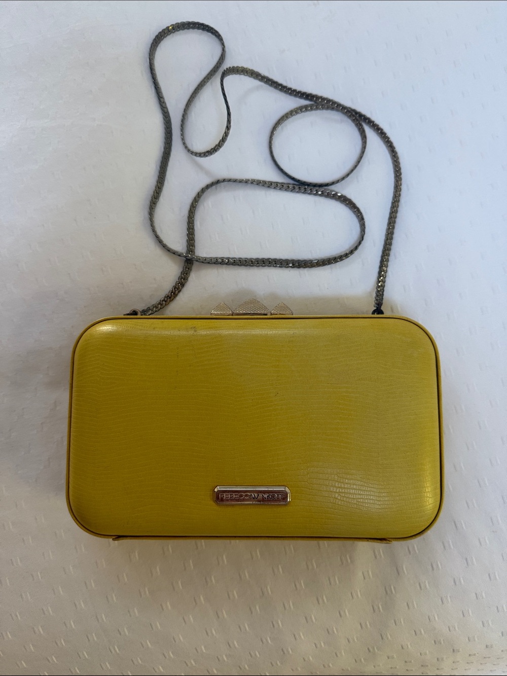 Rebecca Minkoff Bright Yellow Leather Chain Shoulder Clutch
